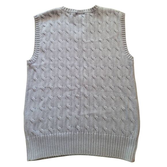 Vintage Polo Ralph Lauren Sweater Vest Womens XS Blue Cable Knit Cotton Logo - Picture 2 of 4